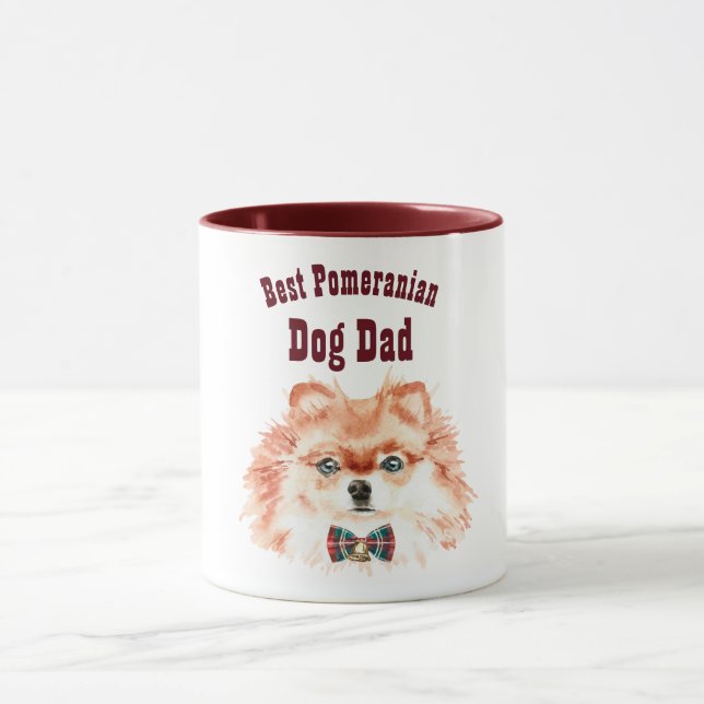 Best POMERANIAN DOG DAD - cute illustrated face Mug (Center)