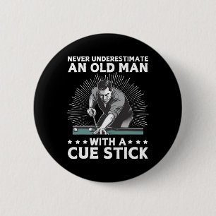 Best Pool Art For Men Grandpa Billiard Player Pool 6 Cm Round Badge