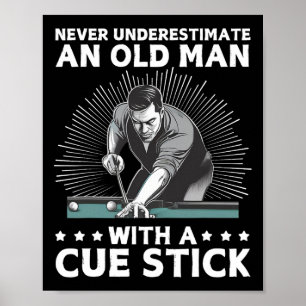 Best Pool Art For Men Grandpa Billiard Player Pool Poster