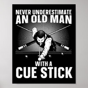 Best Pool Art For Men Grandpa Billiard Player Pool Poster