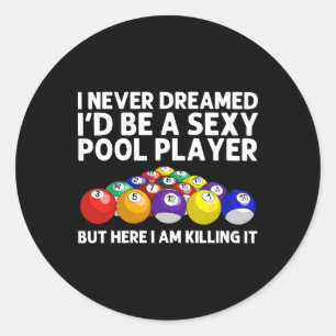 Best Pool Design For Men Women Billiards Lover Poo Classic Round Sticker