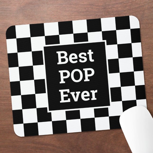 Best Pop Ever Black White Chequered Pattern Mouse Mat (Best Pop Ever Black White Checkered Pattern Mouse Pad in situ)