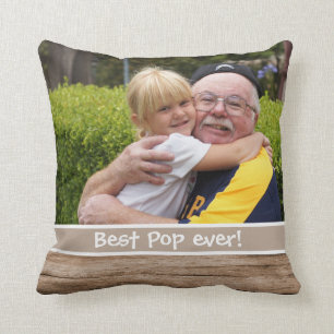 Best Pop Ever Love You Most 2 Photo Rustic Wood Cushion