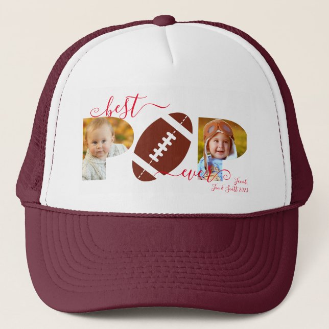 Best POP Ever Photo Collage Football Trucker Hat (Front)