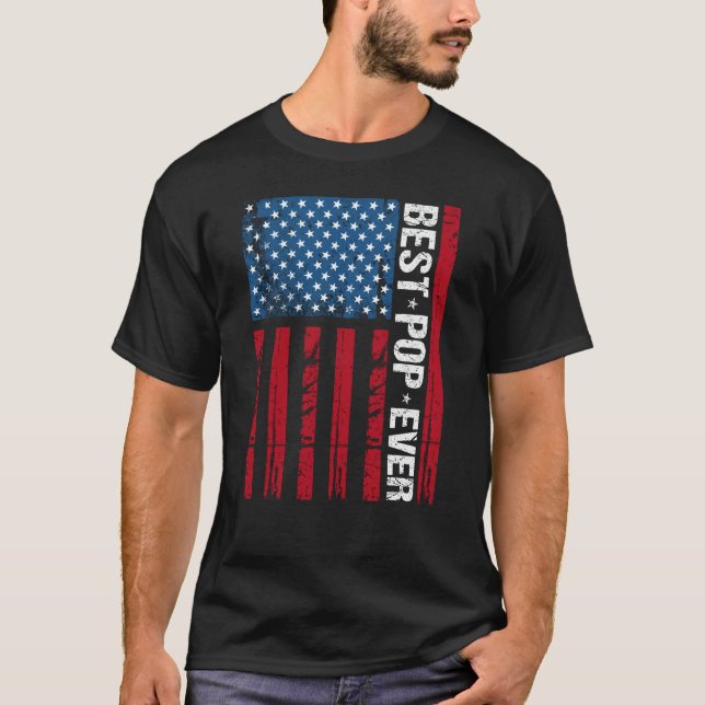 Best Pop Ever Us Flag Grandpa Fathers Day Gift T-Shirt (Front)