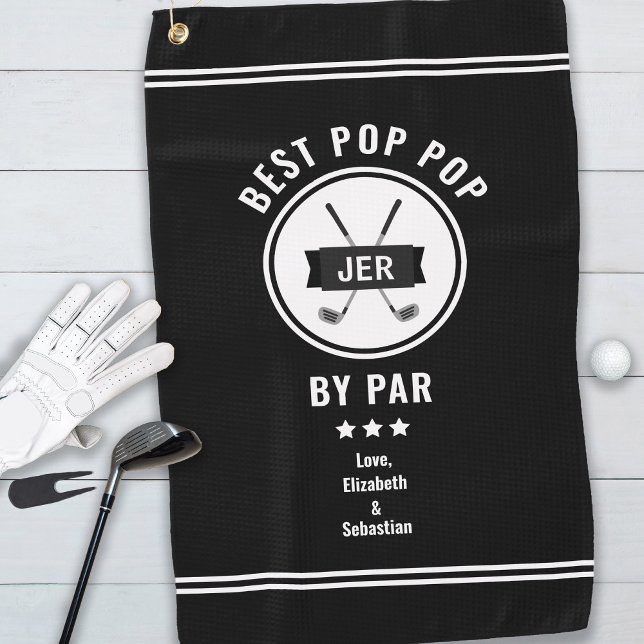 Best Pop Pop By Par Modern Golfer Golf Lover Black Towel (Creator Uploaded)