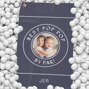 Best Pop Pop By Par Photo Blue Golf Towel