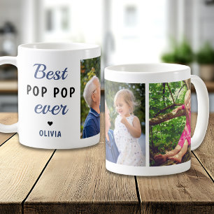 Best Pop Pop Ever 2 Photo Collage Personalised Coffee Mug