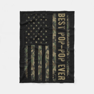 Best Pop Pop Ever Camouflage American Flag Father' Fleece Blanket