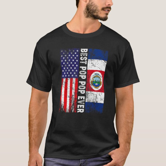 Best Pop Pop Ever  Father's Day Costa Rica Us Flag T-Shirt (Front)