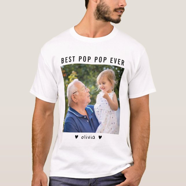 Best Pop Pop Ever Grandfather And Grandkid Photo   T-Shirt (Front)