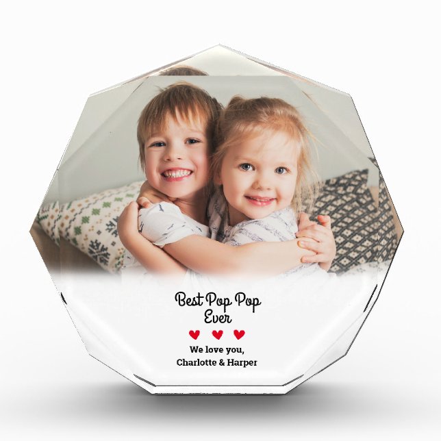 Best Pop Pop Ever Personalised Keepsake Photo Block (Front)