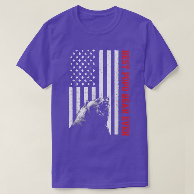 Best Popo Bear Ever USA American Flag Father's Day T-Shirt (Design Front)