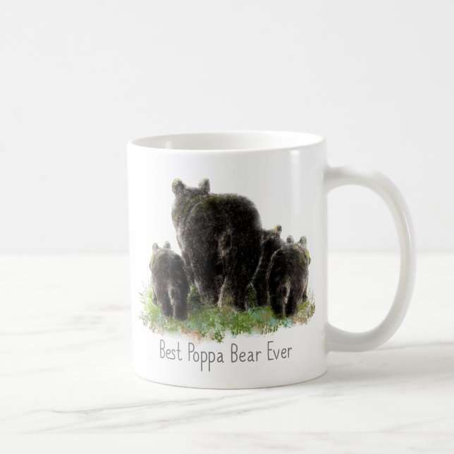 Best Poppa Bear Ever Fun Quote for Dad Coffee Mug (Right)