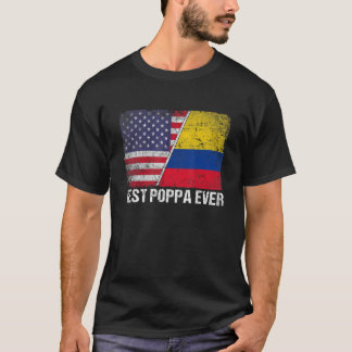 Best Poppa Ever Father's Day Colombia Us Flag T-Shirt