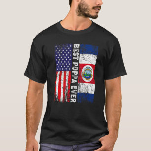 Best Poppa Ever Father's Day Costa Rica Us Flag T-Shirt