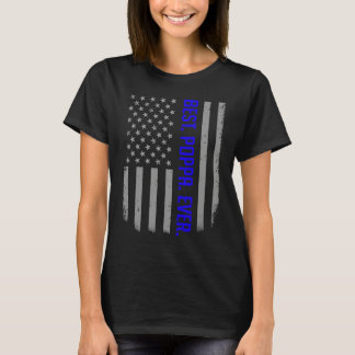 Best Poppa Ever US American Flag   For Father's Da T-Shirt