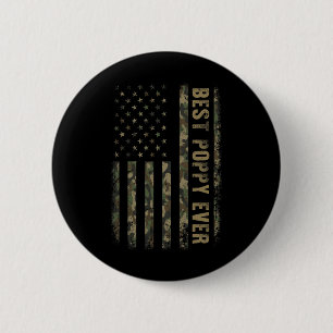 Best Poppy Ever Camouflage American Flag Father's 6 Cm Round Badge