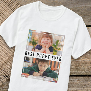 Best Poppy Ever Grandchildren 2 Photo Collage T-Shirt