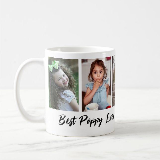 Best Poppy Ever Grandchildren 5 Photo Collage   Coffee Mug (Left)