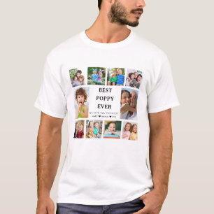 Best Poppy Ever Grandkids 10 Photo Collage T-Shirt