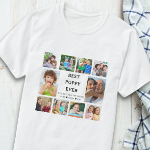 Best Poppy Ever Grandkids 10 Photo Collage T-Shirt