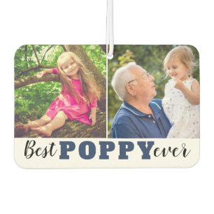 Best Poppy Ever Grandpa Grandkid 2 Photo Collage Car Air Freshener