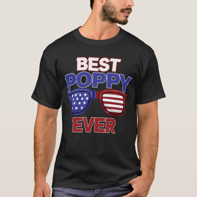 Best Poppy Ever Us Flag Grandpa Fathers Day Gift T-Shirt (Front)