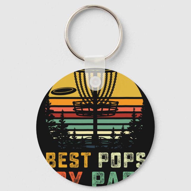Best Pops By Par Fathers Day Frisbee Disc Golf Gra Key Ring (Front)