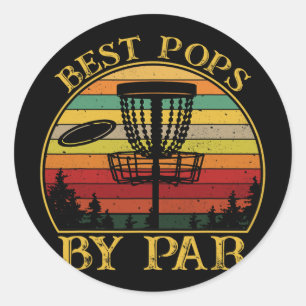 Best Pops By Par Funny Disc Golfing Dad Classic Round Sticker