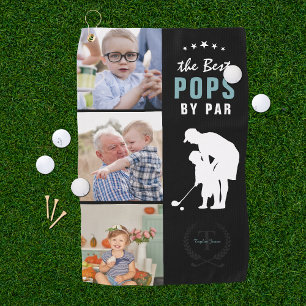 Best Pops By Par   Monogram Photo Collage Golf Towel
