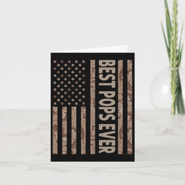 Best Pops Ever Us American Flag Funny Grandpa Fath Card (Front)