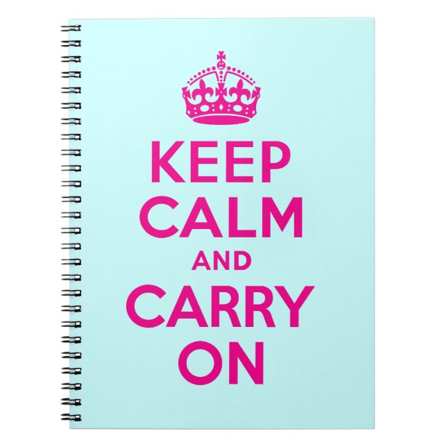 Best Price Keep Calm And Carry On Hot Pink & Teal Notebook (Front)