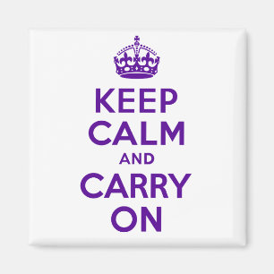 Best Price Keep Calm And Carry On Purple and White Magnet