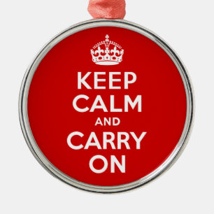 Best Price Keep Calm And Carry On Red and White Metal Tree Decoration