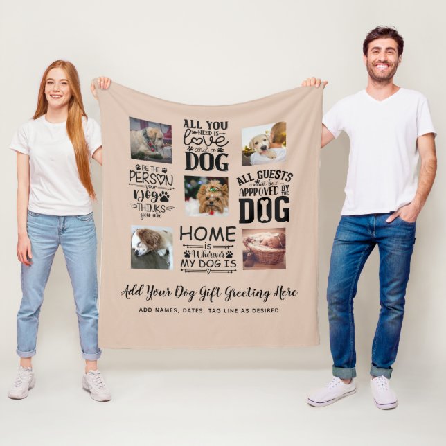 BEST PRICES! DOG Owner Quotes PHOTO COLLAGE Gift Fleece Blanket (In Situ)