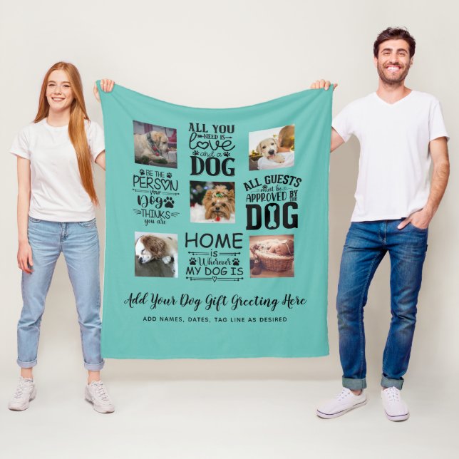 BEST PRICES! DOG Owner Quotes PHOTO COLLAGE Gift Fleece Blanket (In Situ)