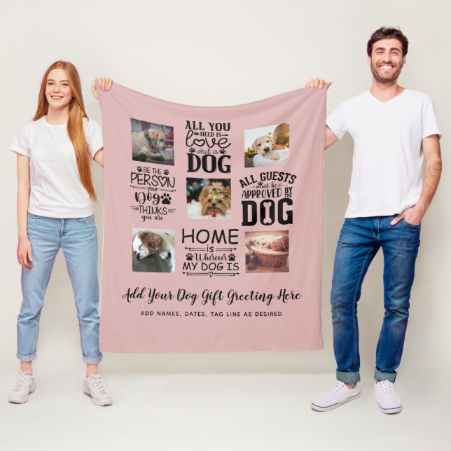 BEST PRICES! DOG Owner Quotes PHOTO COLLAGE Gift Fleece Blanket (In Situ)