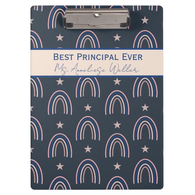 Best Principal Ever Personalized Boho Rainbow Clipboard (Front)