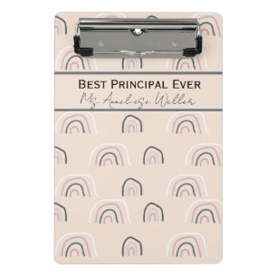 Best Principal Ever Personalized Boho Rainbow Mini Clipboard