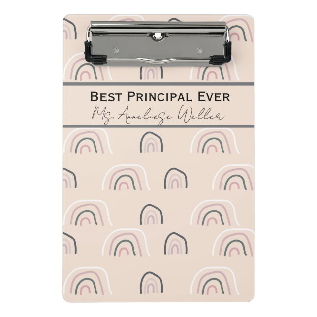 Best Principal Ever Personalized Boho Rainbow Mini Clipboard (Front)