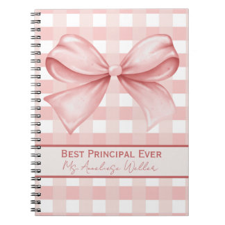 Best Principal Ever Personalized Gingham Bow Notebook