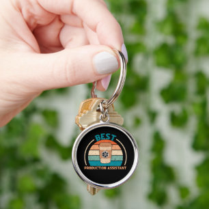 Best Production Assistant - Retro Style Round Key Ring