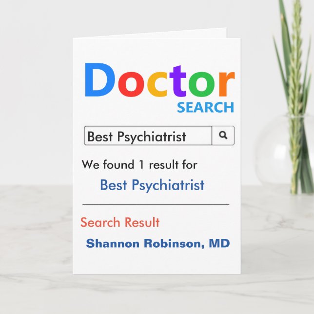 Best Psychiatrist Search Thank You Card (Front)