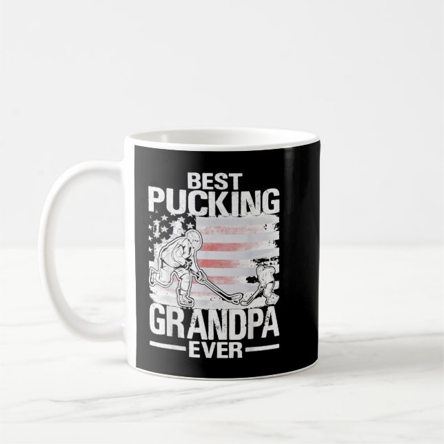 Best Pucking Grandpa Ever Hockey Father's Day Gift Coffee Mug (Left)