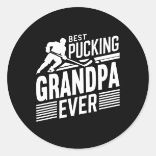 Best Pucking Grandpa Ever Shirt Hockey Lover (1) Classic Round Sticker