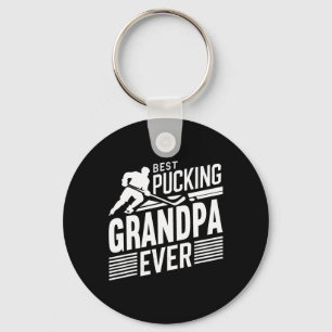 Best Pucking Grandpa Ever Shirt Hockey Lover (1)  Key Ring