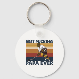 Best Pucking Papa Ever Funny Hockey Dad Saying Key Ring