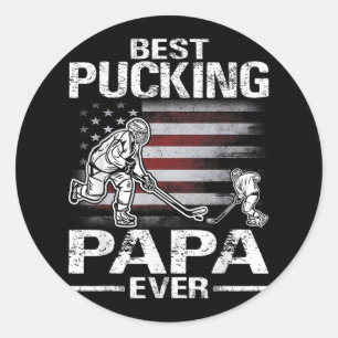 Best Pucking Papa Ever Hockey Fathers Day Gift Classic Round Sticker
