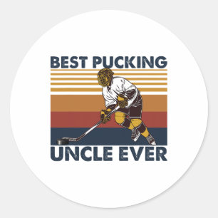 Best Pucking Uncle Ever Funny Hockey Uncle Saying Classic Round Sticker